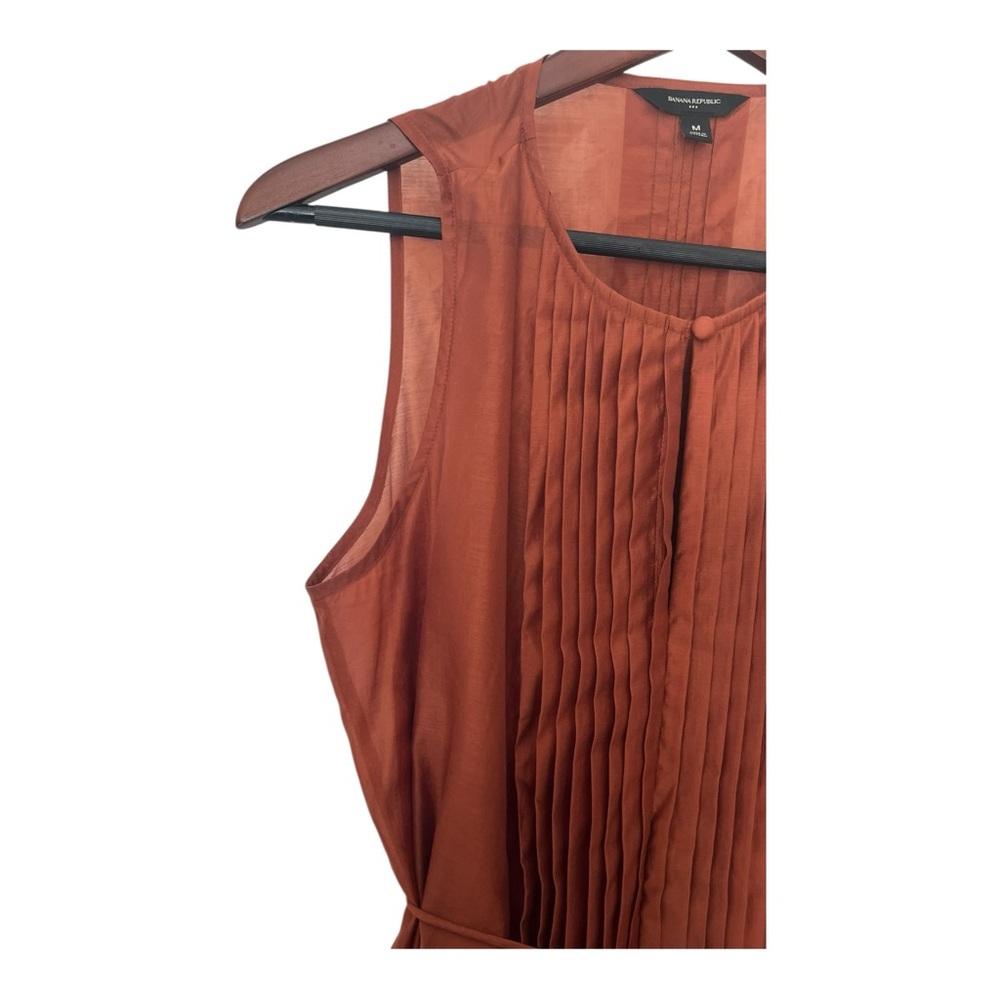 Banana Republic Pintuck Organza Midi Dress Arabian Spice Pumpkin Medium Lined - Picture 9 of 16